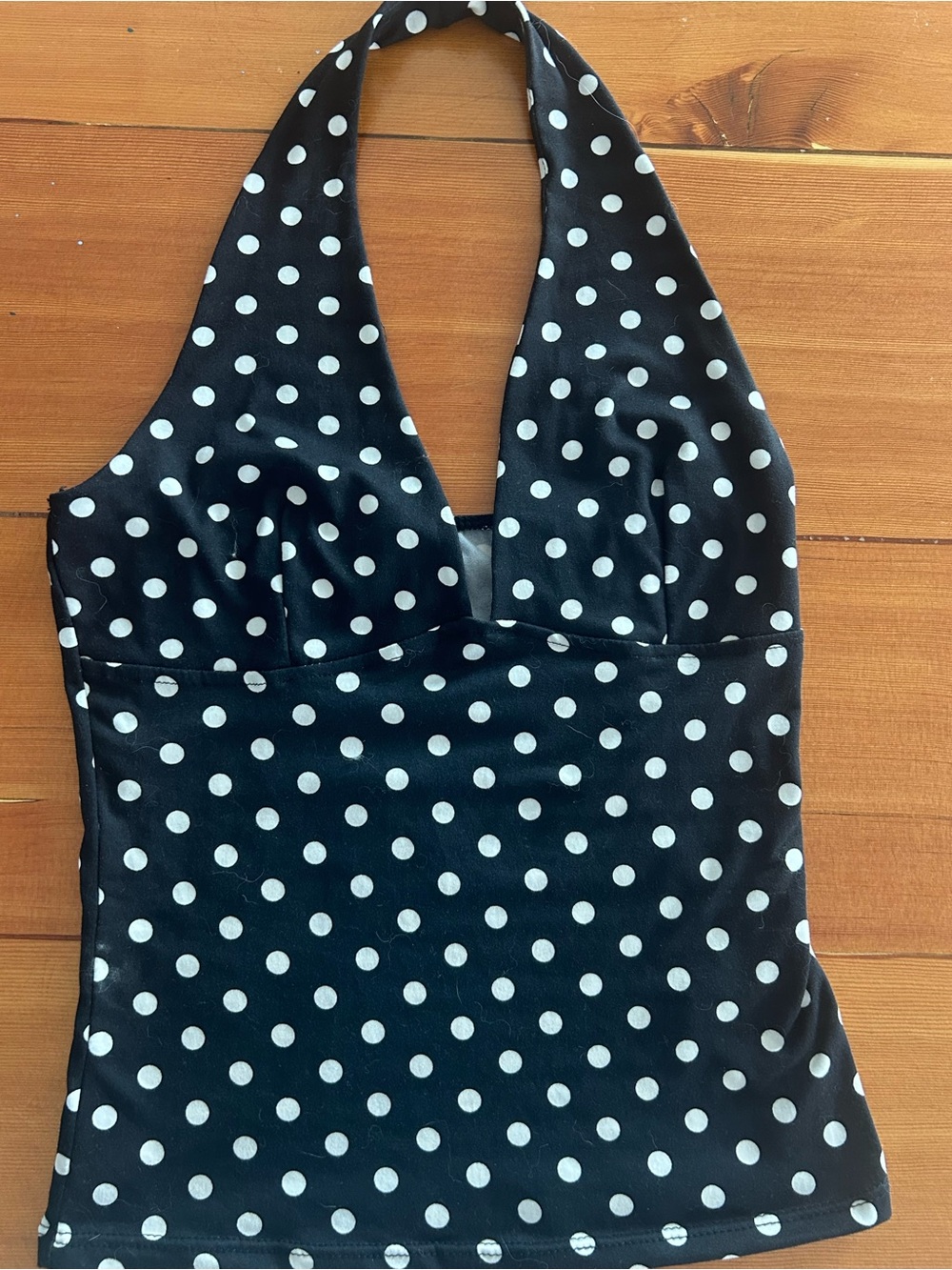 gaze Black and White Polka Dot Halter Tank Top